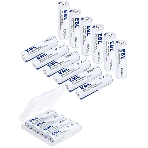 EBL AA Li-Ion Batteries 3000mAh 1.5 Volts, Pack of 12 (Non-rechargeable)