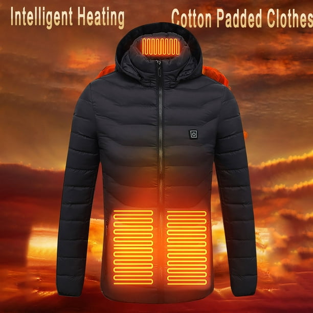 Outdoor Warm Clothing Heated For Riding Skiing Fishing Charging Via Heated  Coat Black M 