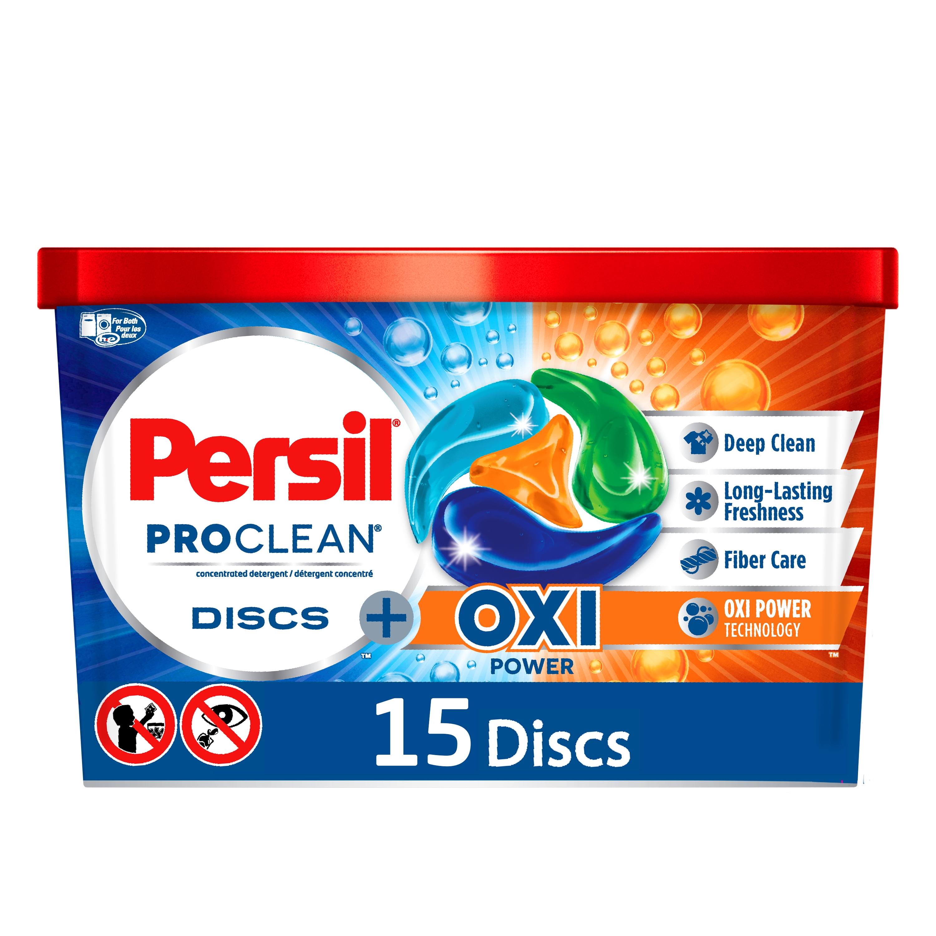 Persil Discs Laundry Detergent Pacs, Oxi, 15 Count