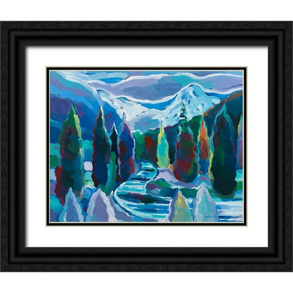 Khorasani, Hooshang 14x12 Black Ornate Wood Framed with Double Matting Museum Art Print Titled - Glacier Legacy #8