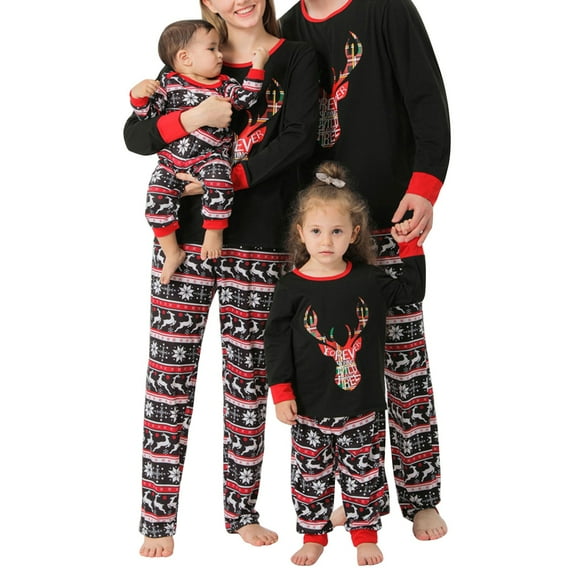 Qiylii Family Matching Christmas Pajamas, Tops+Splicing Pants/Jumpsuit Sleepsuit Sleepwear