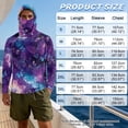 thumbnail image 6 of SEANATIVE Men's Fishing Hoodie UV Protection Hooded Top Long Sleeve Sun Block Top with Mesh Mask Fishing Clothes Sun Shirt Athletic Wear Outfit for Men, L, Butterfly Galaxy Violet, 6 of 7