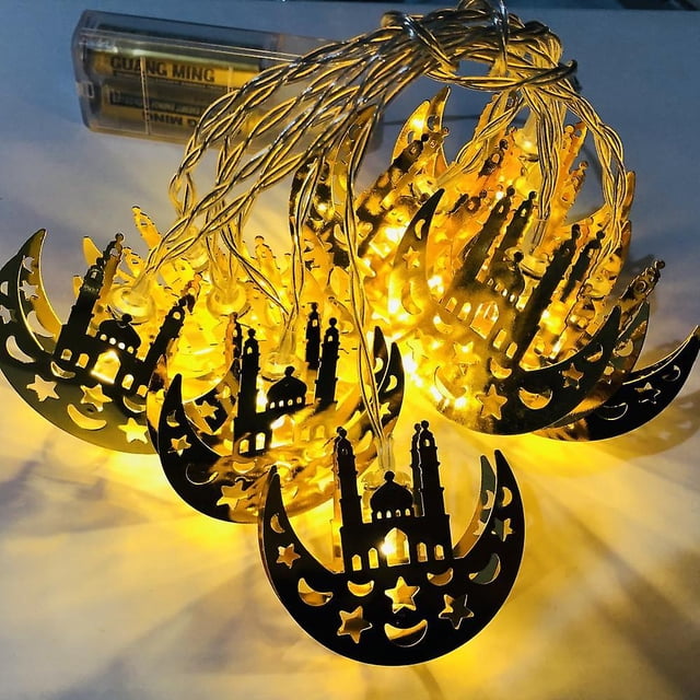 10led Moon Star Castle Led Light String Eid Mubarak Ramadan Decoración para el hogar Hajj Ramadan Kareem Eid Al Adha Eid Lantern Gift Warm White 1.65m_ssxj kaili Sencillez