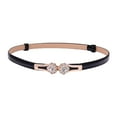 thumbnail image 2 of Eoperou Waist Belt Fitted Simple Exquisite Workmanship Lightweight Convenient Decorate Faux Leather Smooth Surface Shiny Rhinestone Waist Strap for Daily Wear, 2 of 8
