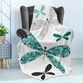 thumbnail image 4 of Dragonfly Soft Flannel Fleece Throw Blanket, Ornamental Winged Bug Lace and Damask Effects Image, Cozy Plush for Indoor and Outdoor Use, 70" x 90", Teal Turquoise Black, by Ambesonne, 4 of 5
