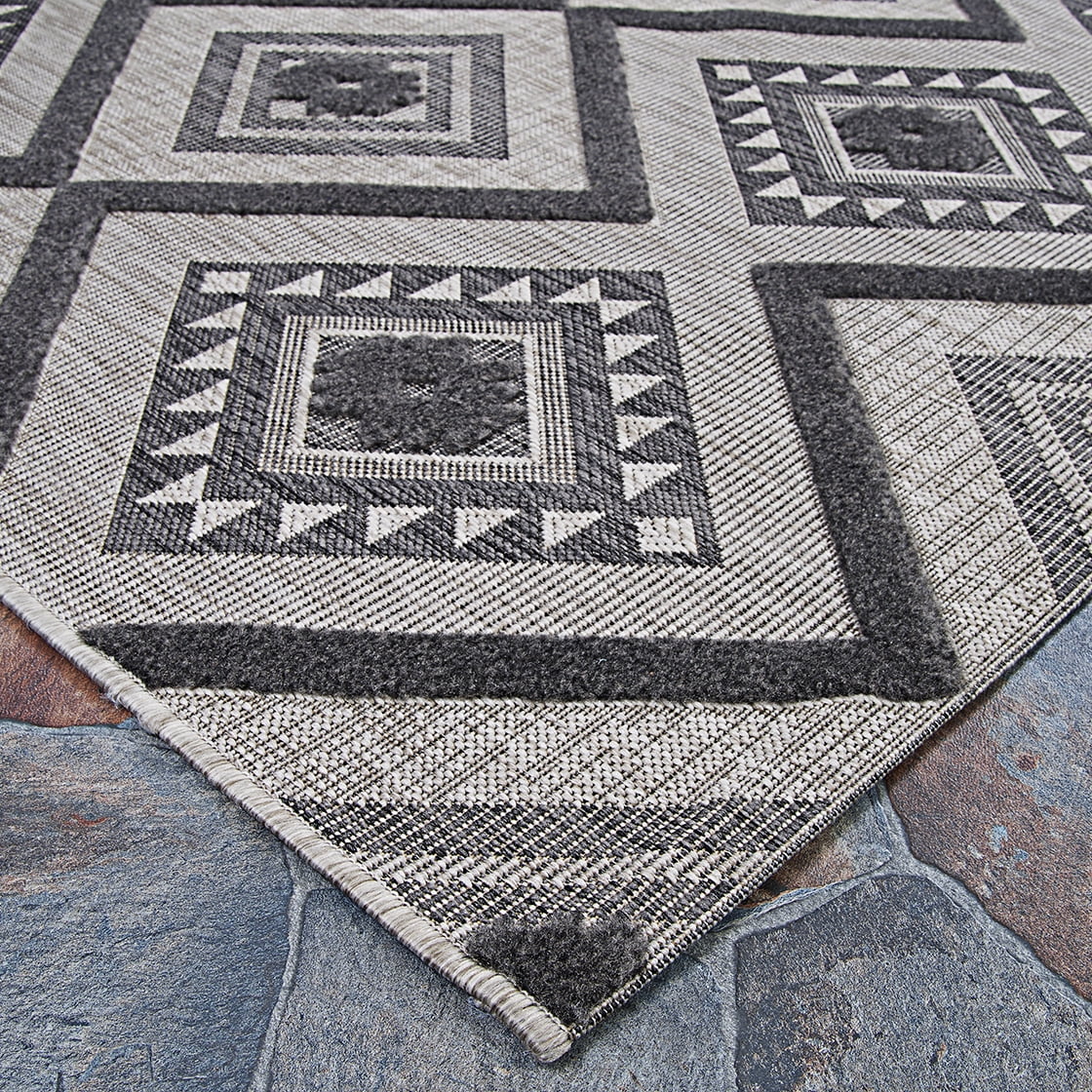 Couristan Veranda Boho Light Grey-Anthracite Indoor/Outdoor Runner Rug