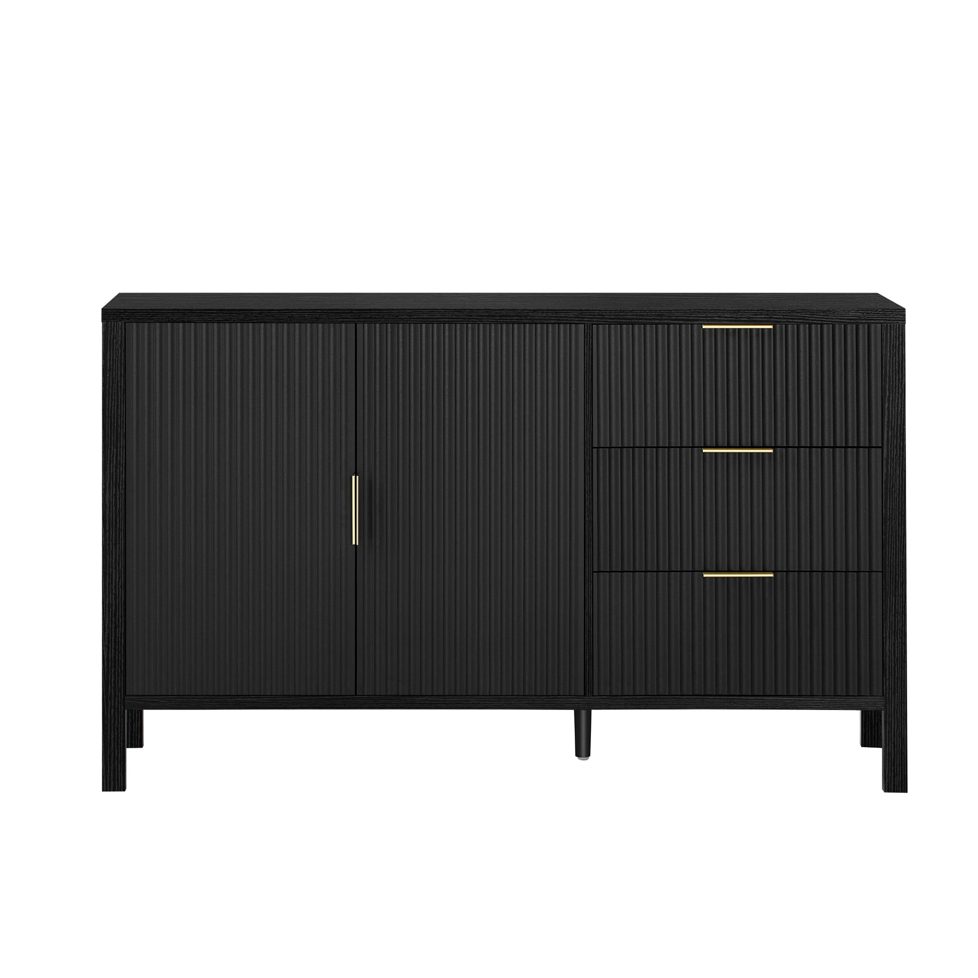 Modern Sideboard with 3 Drawers,Wave-Pattern Storage Buffet Cabinet with Hooks,for Kitchen Living Room,Dining Room