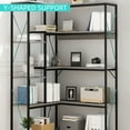 thumbnail image 6 of Walsunny 70" L Shaped Corner Bookshelves Bookcases 5 Tier Wood Bookshelf with Metal Frame Display Rack Gray, 6 of 7