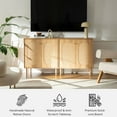 thumbnail image 3 of EYYTHUNG Farmhouse Accent Cabinet Set of 2 with Adjustable Shelves, Rattan Sideboard Storage Cupboard, Natural Oak, 3 of 8