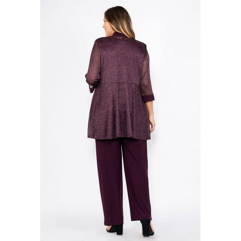 R&M Richards Women's Beaded Neck Pant Suit - 2 Piece Mother of the Bride  Outfit