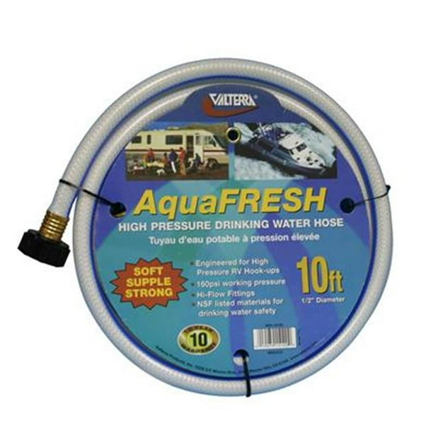 W015120 Fresh Water Hose, White, 0.5 In. X 10 Ft.