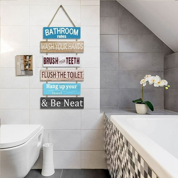 Inspirational Wall Art Decor for Office Bathroom, Wooden Rustic Hanging Motivational Wall Art Decoration Sign A