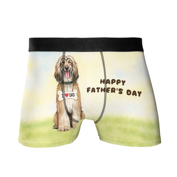 Cute Afghan Hound Loves Dad Happy Father's Day All Over Print Boxer Briefs Underwear for Men Dad Dog Lover - 12008
