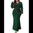 thumbnail image 1 of Vestido de Noche para Mujer, con Purpurina, Larga, Escote en V, Ajustado, Formal, con Lentejuelas, Talla Grande Verde XL, 1 of 7