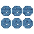 thumbnail image 2 of Bingfone Vintage Sharks On White Blue Striped Leather Drinks Coasters With Set Of 6,Suitable For Home Kitchen,Coffee Cup Coasters Home Gift, 2 of 9