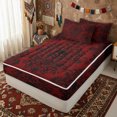 thumbnail image 2 of Erosebridal Red Gothic Skull Zipper Full Size Comforter Sets with Fitted Sheet and 2 Pillowcases for Women Girls, Baroque Damask Floral Print Zipper Bedding Set, Black Reversible, 4-Piece, 2 of 7