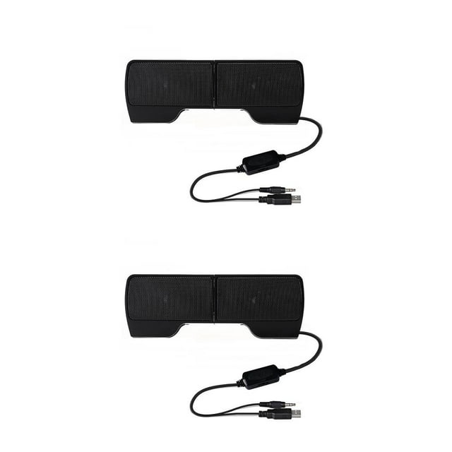 crativent ZYElroy Portable Mini USB Stereo Speaker Notebook Laptop Computer PC Screen Clip-on Music Player Black 2Set