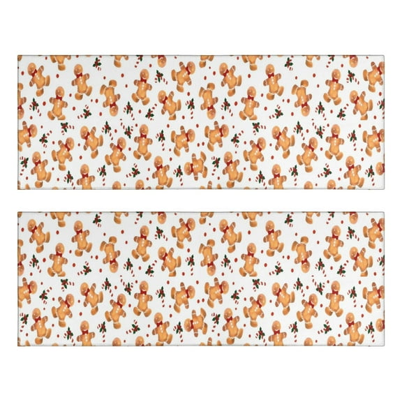 Kitchen Rugs Sets Of 2,White Christmas Gingerbread Man Pattern Anti Fatigue Kitchen Mat Rugs Non Slip Washable,Decorative Kitchen Floor Mats for Kitchen,Sink,Laundry,17"X47"