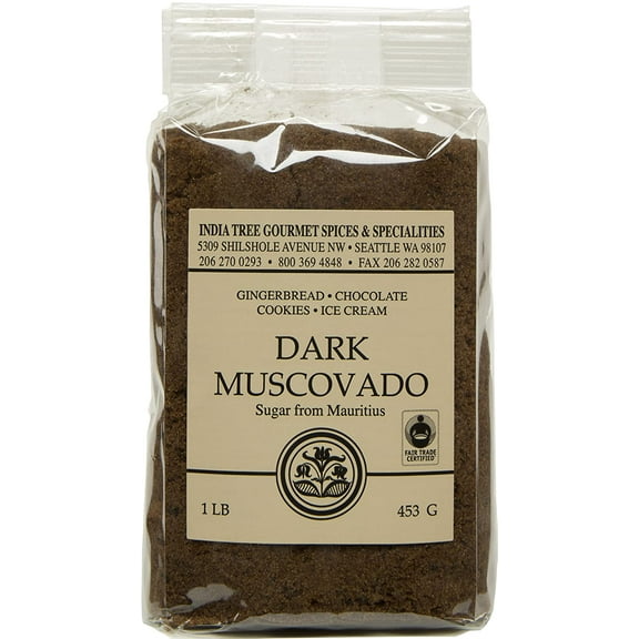 India Tree Dark Muscovado Sugar, 1 lb (Pack of 4)