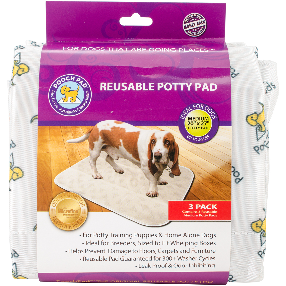 Reusable Absorbent Potty Pad, Medium, 20" x 27", 3pk, White Walmart