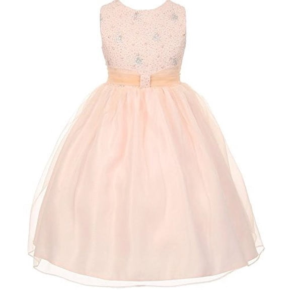 BNY Corner Flower Girl Dress Sparkly Bodice & Stylish Skirt for Little Girl Blush 6 TR.1032
