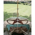 thumbnail image 3 of Outdoor Tablecloth with Umbrella Hole Zipper Teal Brown Texas Star Round Tablecloth 54" Waterproof Outside Table Cloth Farmhouse Country Wooden Patio Table Cover Tablecloths for Picnic Party, 3 of 8
