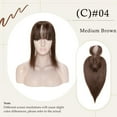 thumbnail image 4 of MY-LADY Clip In Remy Topper Hairpiece With Bangs Human Hair Clip On Toupee Wispy Bangs For Women Middle Part With Hair Loss Thinning Hair #04 Medium Brown, 4 of 7