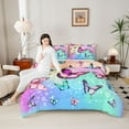 thumbnail image 4 of Castle Fairy Teens Colorful Flying Butterflies Bedding Comforter Set 2pcs,Abstract Gradient Ombre Twin Comforter Sets Microfiber,Dreamy Princess Breathable Bedding Set,Lightweight Room Decor, 4 of 8