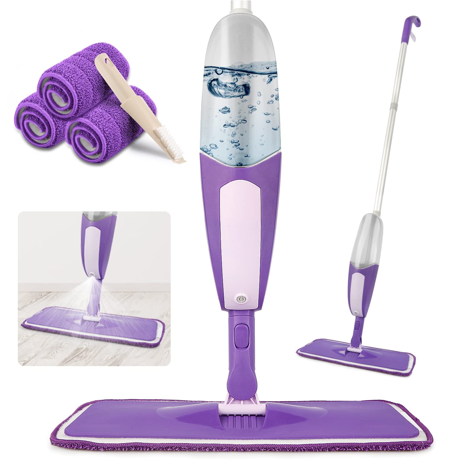 BCOOSS Spray Mops for Floor Cleaning - Microfiber Floor Mop with 550ML Refillable Bottle 3 Washable Pads Kitchen Dry Wet Mop for Cleaning Hardwood Laminate Wood Ceramic Tiles Floor