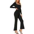 thumbnail image 4 of Mono elegante de INSPIRE CHIC para mujer con escote cuadrado, cintura alta y pantalones anchos de pierna larga, 4 of 6