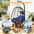 thumbnail image 6 of Outdoor Patio Furniture, Hanging Egg Chair with Stand, Rattan Wicker Egg Hammock Chair with Hanging Kits, Swinging Egg Chair for Indoor, Bedroom, Patio, Garden, Balcony, Navy Blue Cushion, W8045, 6 of 8