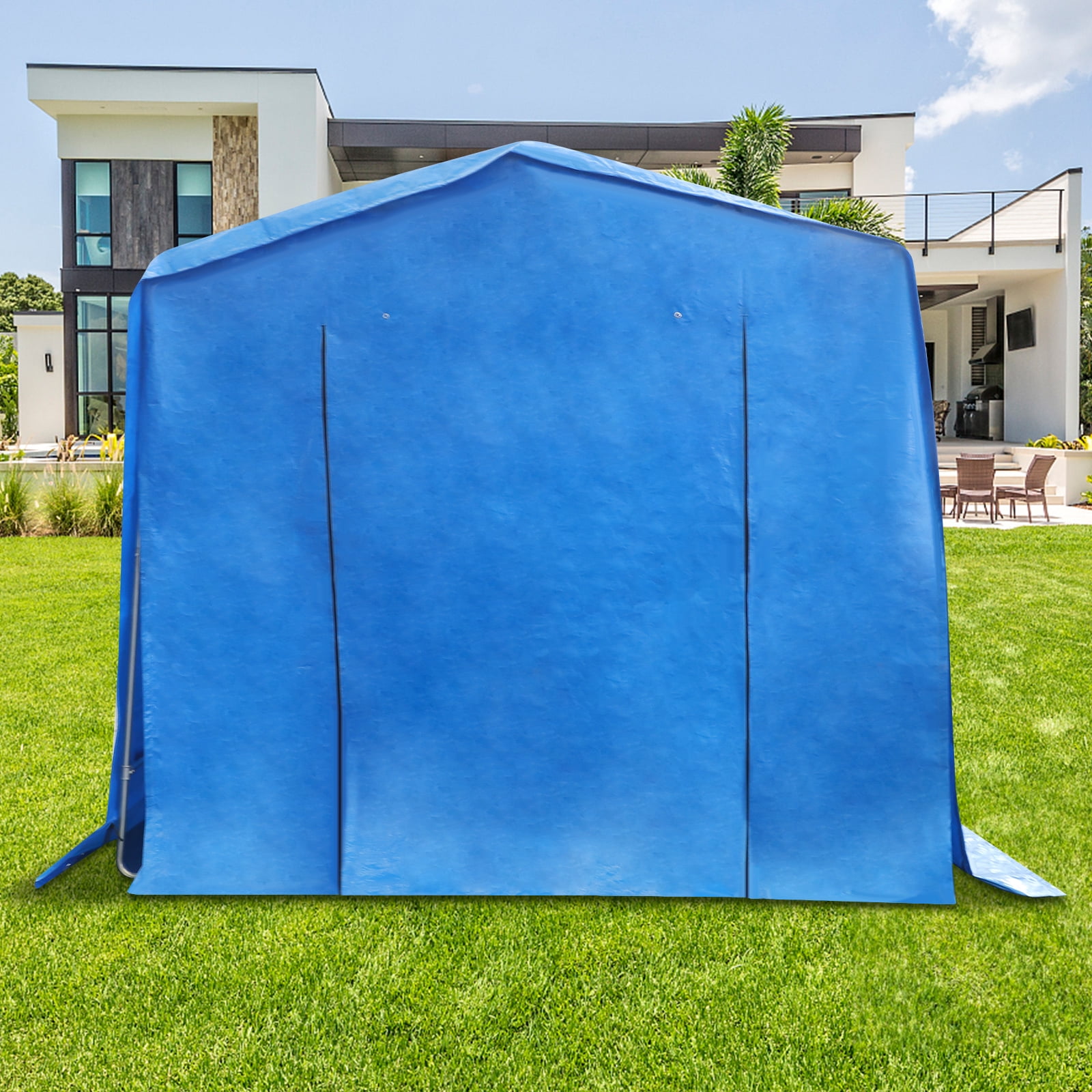 Blue Metal Pe 3x1.8x1.8 Carport Metal Frame Waterproof Cloth Outdoor Parking Shed