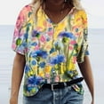 thumbnail image 2 of USSUMA Womens Blouses Tops Dressy Floral Print Tops for Women Casual Summer V Neck Plus Size Tunic Women's Short Sleeve Cute Sport T-Shirts Trendy, 2 of 3
