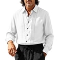 thumbnail image 4 of Men's Tuxedo Shirt Formal Dress Shirt Pleated Long Sleeve Button Down Shirts for Prom Party Wedding, 4 of 9