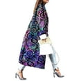 thumbnail image 1 of Femmes Couleur Bloc Imprimé Trench-Coat Double Face Veste en Laine, 1 of 3
