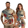 thumbnail image 2 of Garronmavis Matching Golf Shirts for Couple USA Flag Eagle Flower Quarter Zip Matching Couple Golf Shirts Woman Golf Clothing Set Breathable Fabric Keep Cool in Hot Weather 4-Way Stretch, 2 of 6
