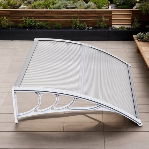Transparent Board & White Holder Awning, 100x80cm Rain Shelter