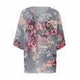 thumbnail image 3 of Pntutb Womens Plus Size Clearance,Women's Floral Print Puff Sleeve Kimono Cardigan Loose Chiffon Cover Up Casual Tops Rollback Clothes, 3 of 6