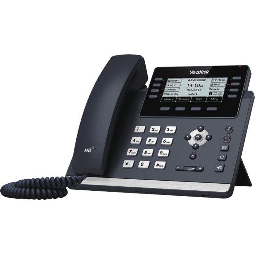 Yealink SIPT43U IP Phone, Corded, Corded, Wall Mountable, Classic Gray