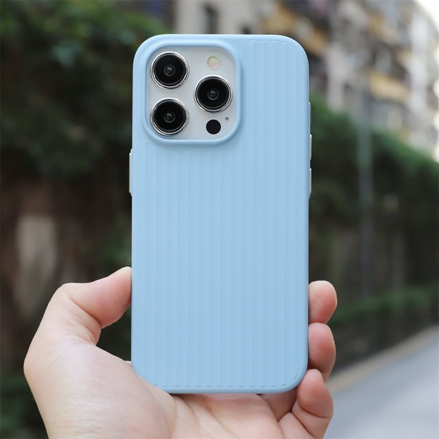 Luxury Corrugated Pattern For Magsafe Magnetic Wireless Charge Case For iPhone 16 15 14 13 12 Pro Max Bumper Hard PC Matte Cover PC Sky Blue For iPhone 14 Plus
