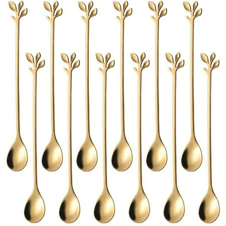 

Coffee Spoon Set Teaspoons Creative Coffee Ice Cream Spoons Stainless Steel Mini Stirring Spoons Gold
