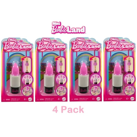 (4 pack) Barbie Mini BarbieLand Fashionistas Dolls 1.5-inch Dolls in Lipstick Tube Surprise Reveal (Styles May Vary)