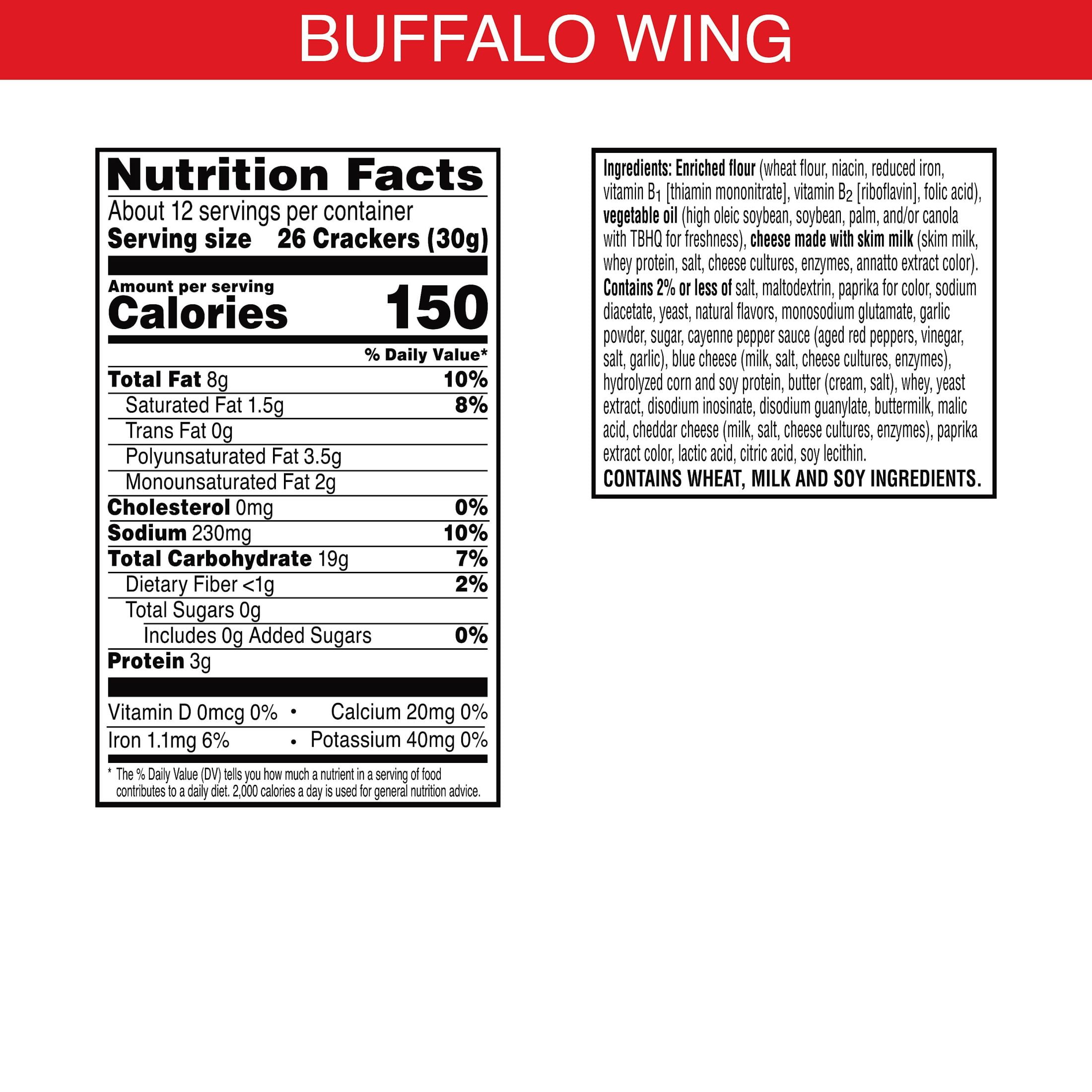 (2 pack) Cheez-It Buffalo Wing Cheese Crackers, Baked Snack Crackers, 12.4 oz