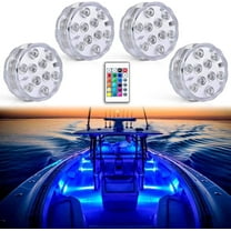 Boat Lights Wireless Battery Operated, Waterproof Marine Led Light for Deck Light Courtesy Interior Lights, for Fishing Kayak Jon Bass Boat, RGB Multi Color Remote Controlled, 4pcs