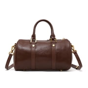 Genuine First Layer Cowhide Women's Lychee & Wrinkled Texture Cylinder Handbag & Shoulder Bag