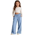 thumbnail image 7 of OGLCCG Girls Wide Leg Cotton Linen Pants Summer Beach Pants for Vacation Lightweight Straight Leg Palazzo Trousers with Pockets 3-14 Years, 7 of 7