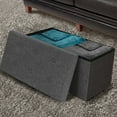 thumbnail image 4 of Faux Linen Storage Bench - Small, Gray, 4 of 5