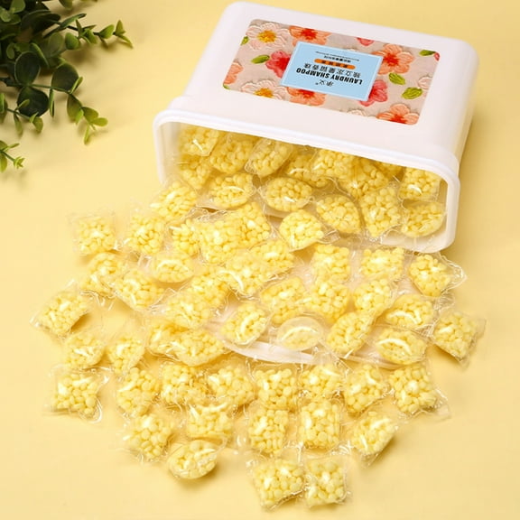 HBASD 100pcs Laundry Scent Booster Crystals Beads, Scented In-Wash Freshener Beads for Fresh, Clean, Great Smelling Clothes and Linens, Household Cleaning Tools (Yellow)