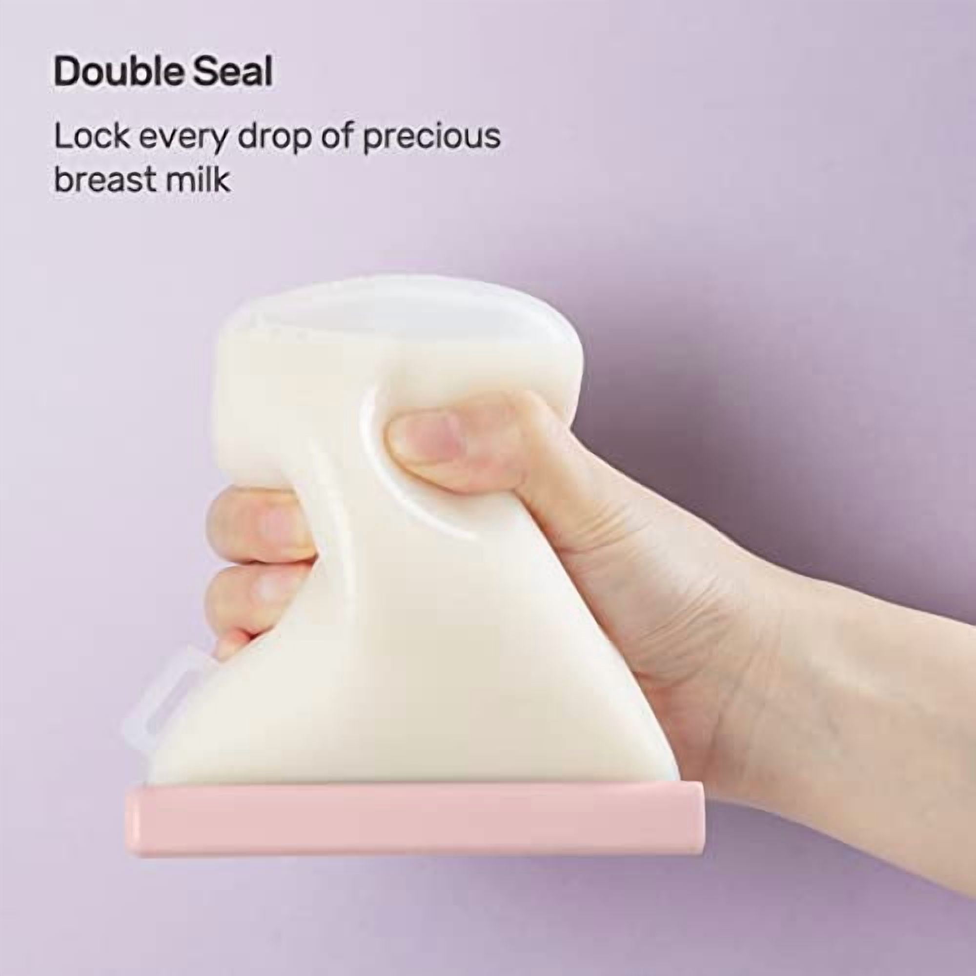 7 Pcs Silicone Breastmilk Storage Bags Reusable, 8oz/240ml Double Leak-Proof Breastmilk Freezer Bags, BPA Free Self-Standing Milk Bags for Breastfeeding, Baby Food Pouches