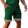 thumbnail image 4 of SWSMCLT Men's Short Tracksuit Summer Short Sleeve Drawstring 2 Piece Outfit Active Sweatsuit Shorts Set Cotton Dark Green Small, 4 of 4